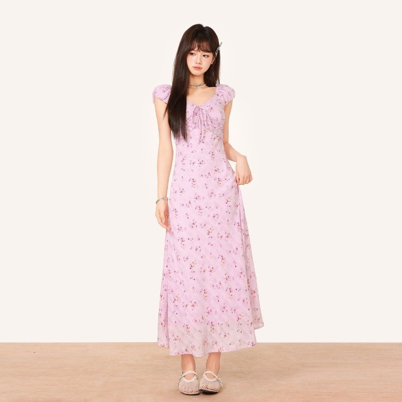Embroidery Yellow Dress - Żółta sukienka w kwiaty dla kobiet,