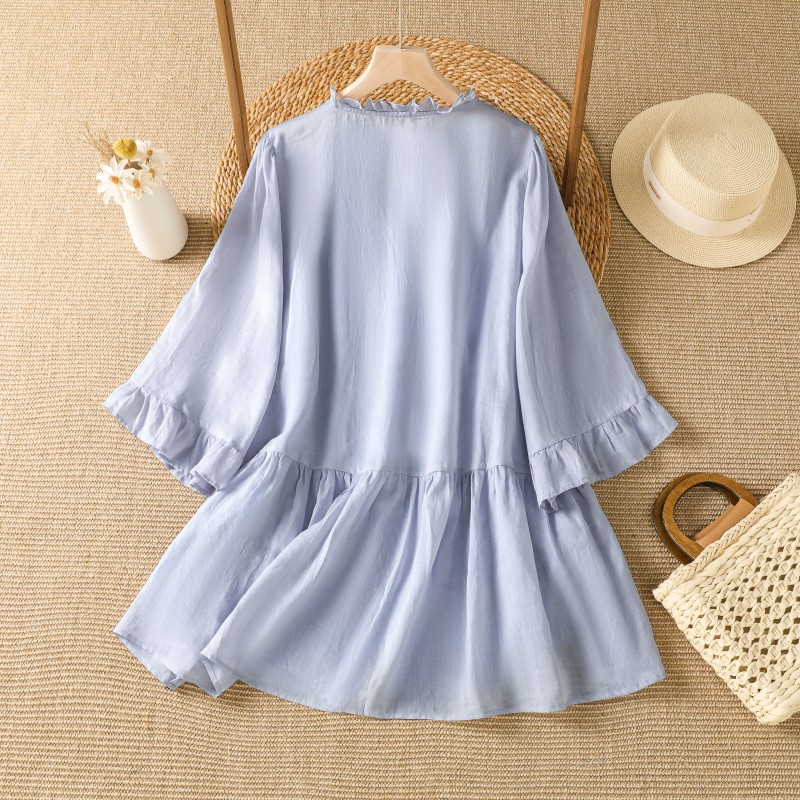 Elegancka, fioletowa koszula z – Embroidery Cotton Shirt recenzja i cena